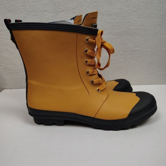 Tommy Hilfiger Renegade Rain Boots Womens 10 Yellow Blue Lace Up - Picture 3 of 10